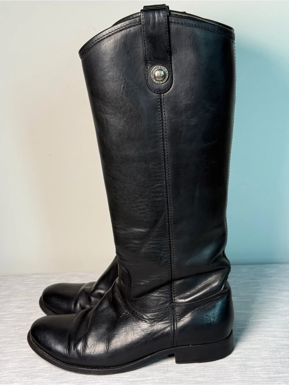 Frye Wyatt Vintage Tall Black Leather Riding Boots Sz 7